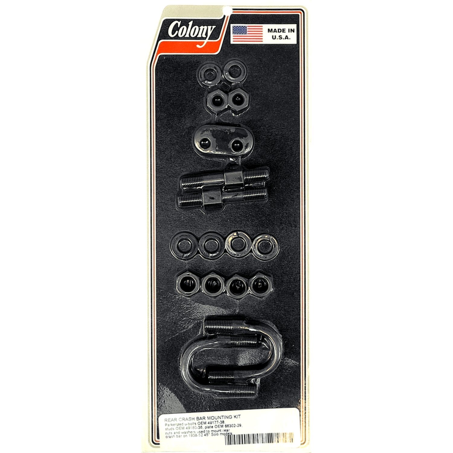 Colony, engine guard U-bolt mount kit. Rear, Black