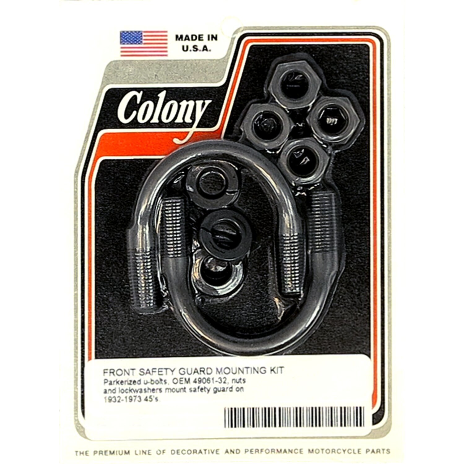 Colony, engine guard U-bolt mount kit. Front, Black, Raw