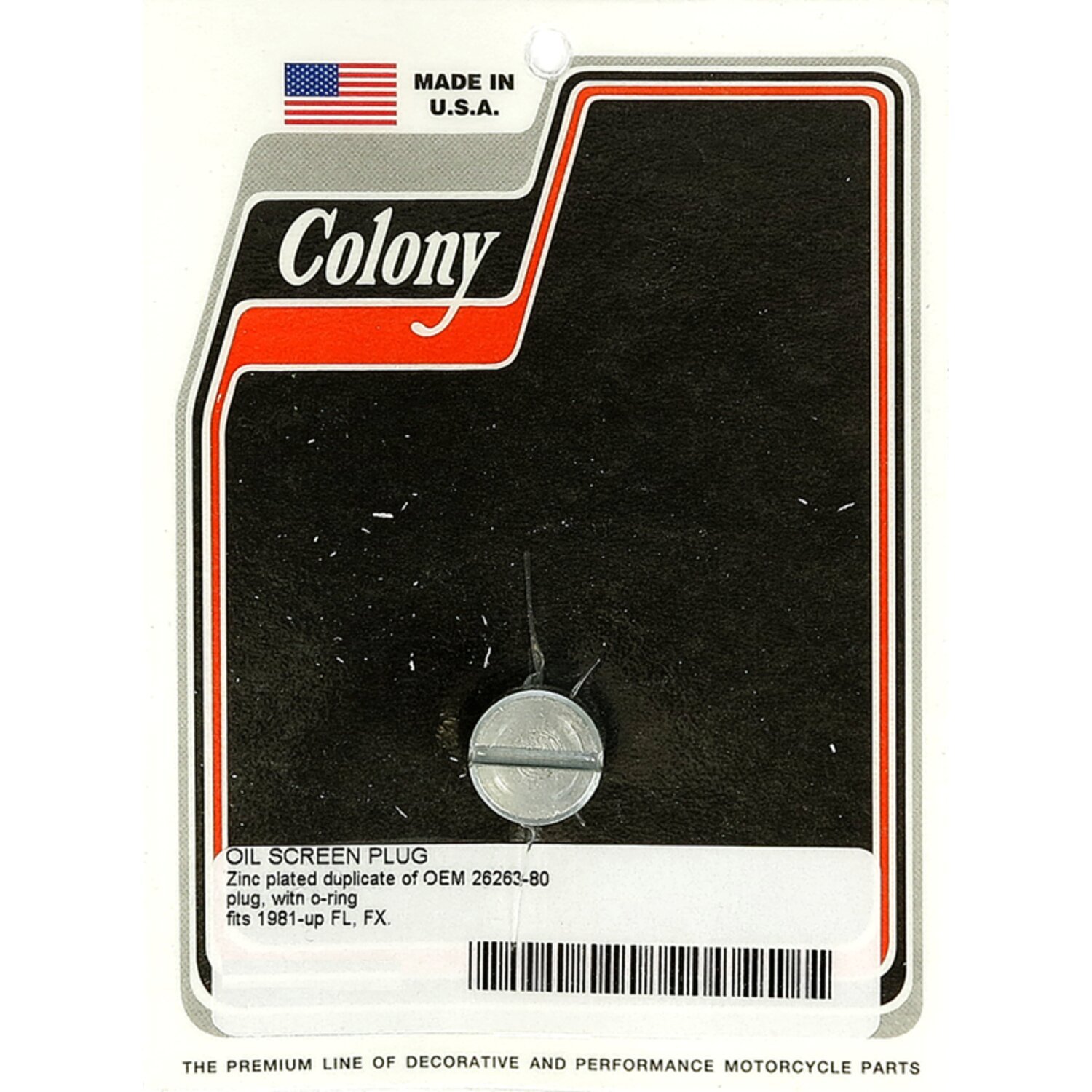 Colony plug, oil pump & crankcase
