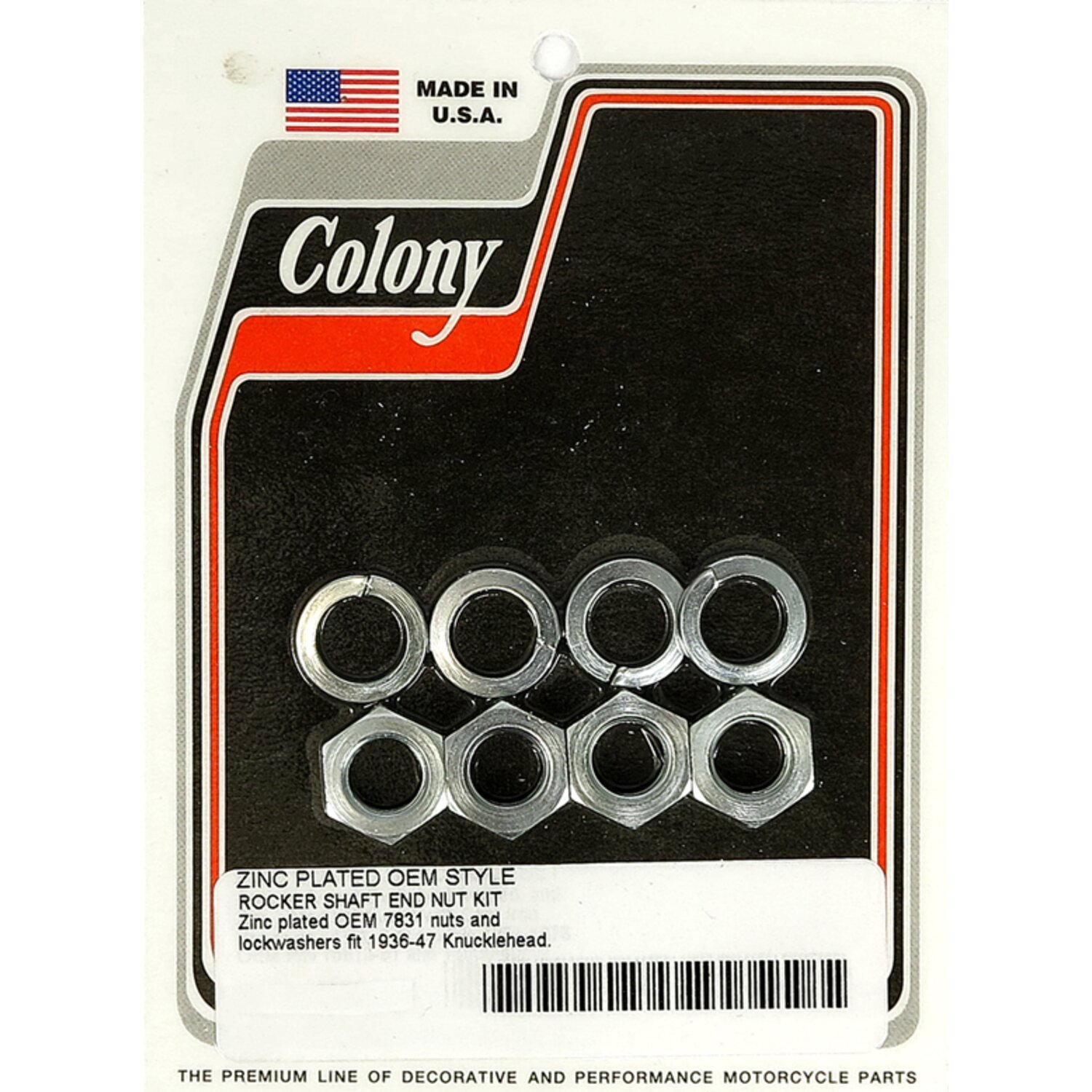 Colony, rocker shaft end nut kit. Zinc, Silver, Satin