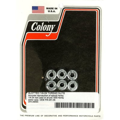Reproduction zinc plated nuts as used on 1911-1929 V-Twins, 30-34 singles and 29-36 45" SV crankcases. 1/4-24 threaded.
Note: Installation tool separately available as 989245.
