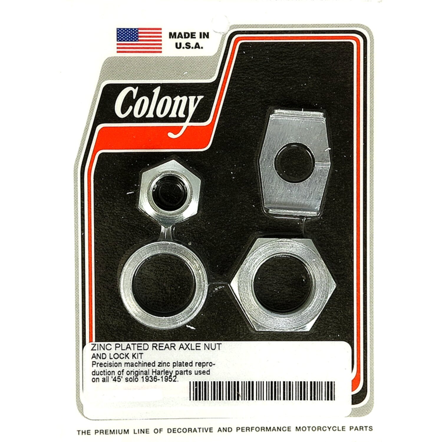 Colony rear axle nut & lock kit, Zinc