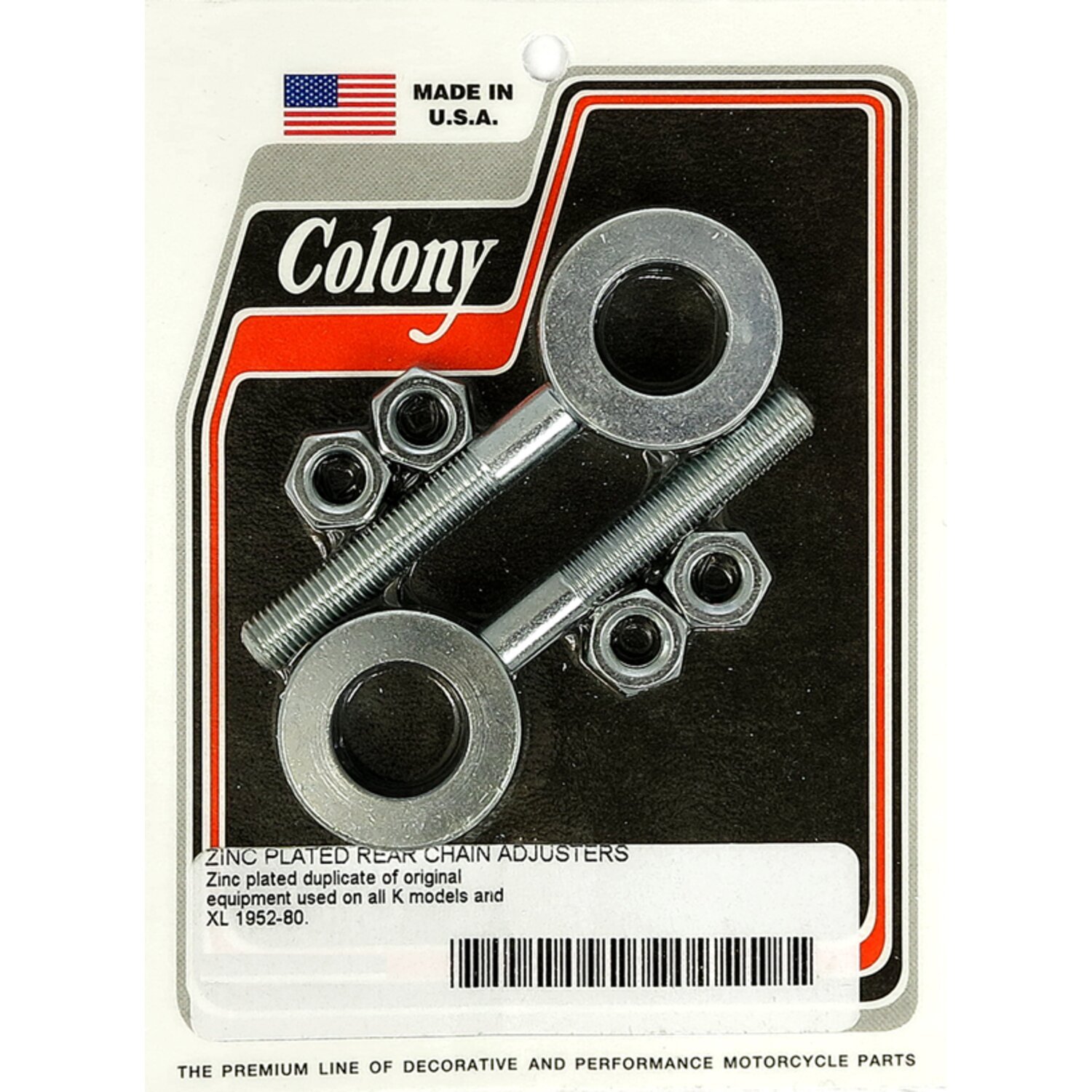 Colony OEM style axle adjusters, Zinc