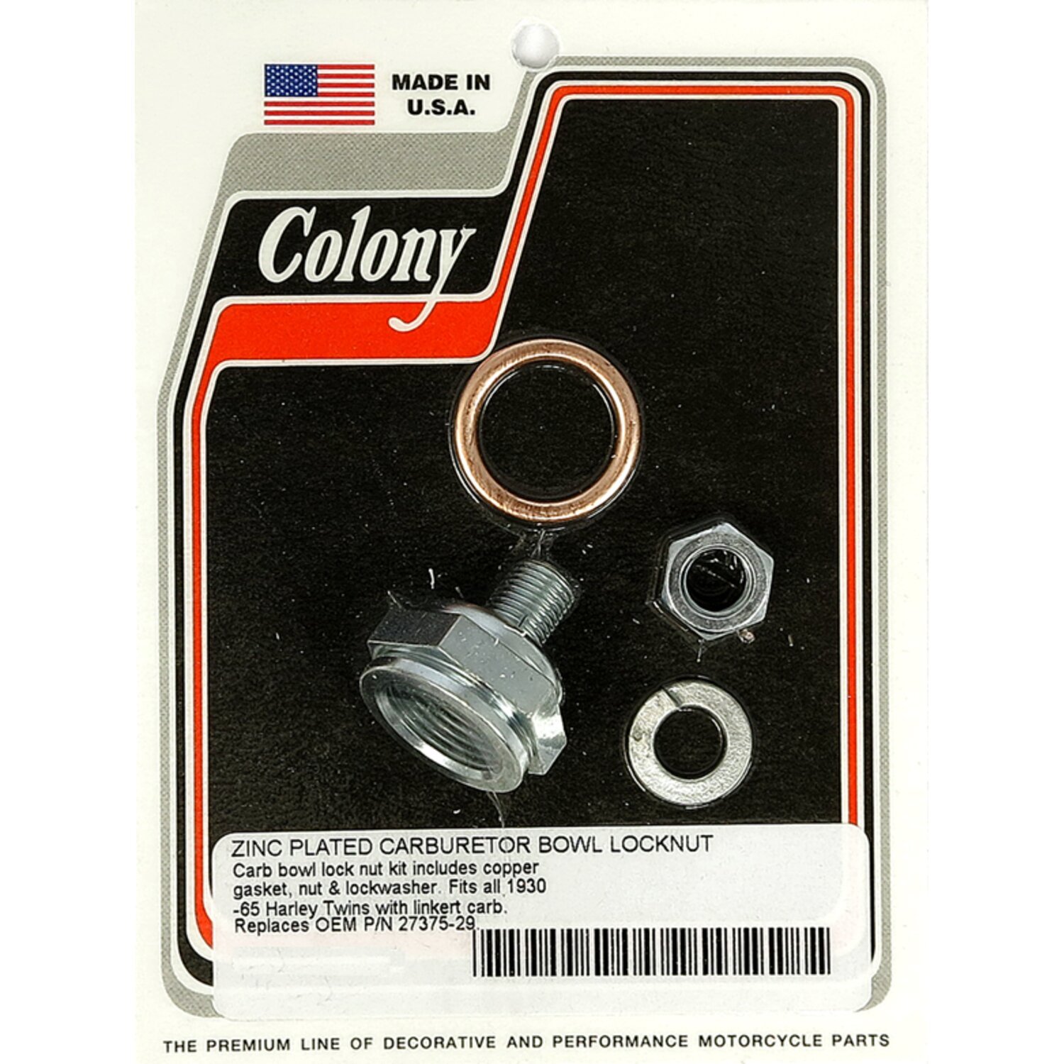 Colony linkert carb bowl lock nut kit, Zinc