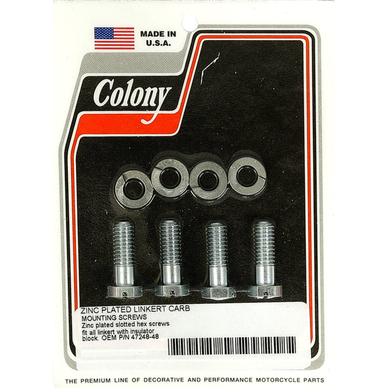 Colony, mount bolt Linkert carburetor. Extended length, Zinc plated