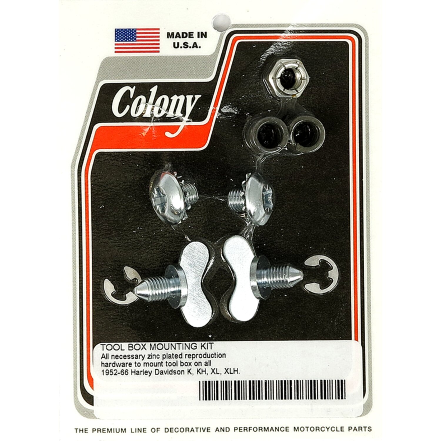 Colony, 52-66 tool box mount kit. Zinc