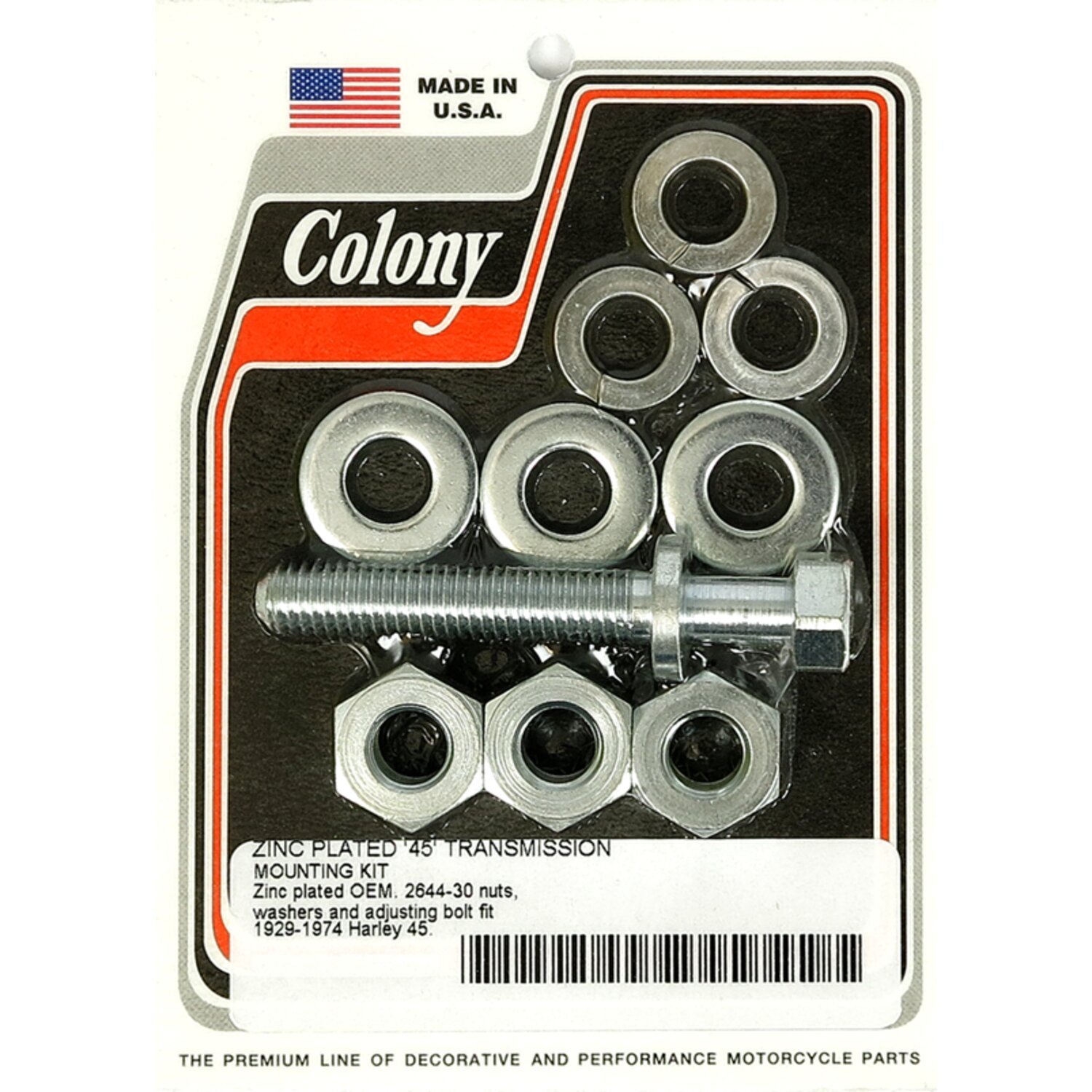 Colony, transmission mount kit. Zinc