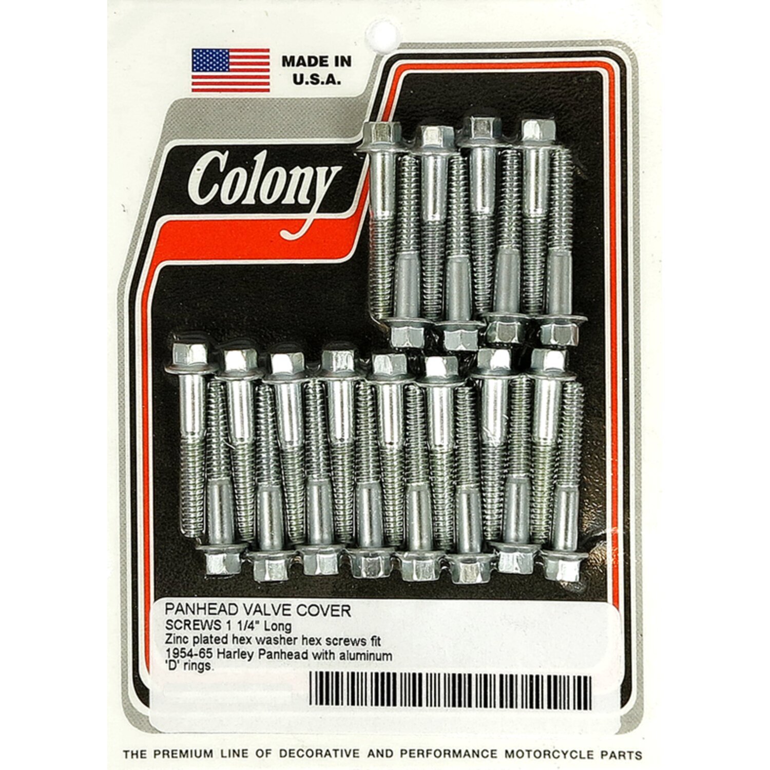 Colony, Panhead rocker cover screw kit. Zinc hex. Long, Silver