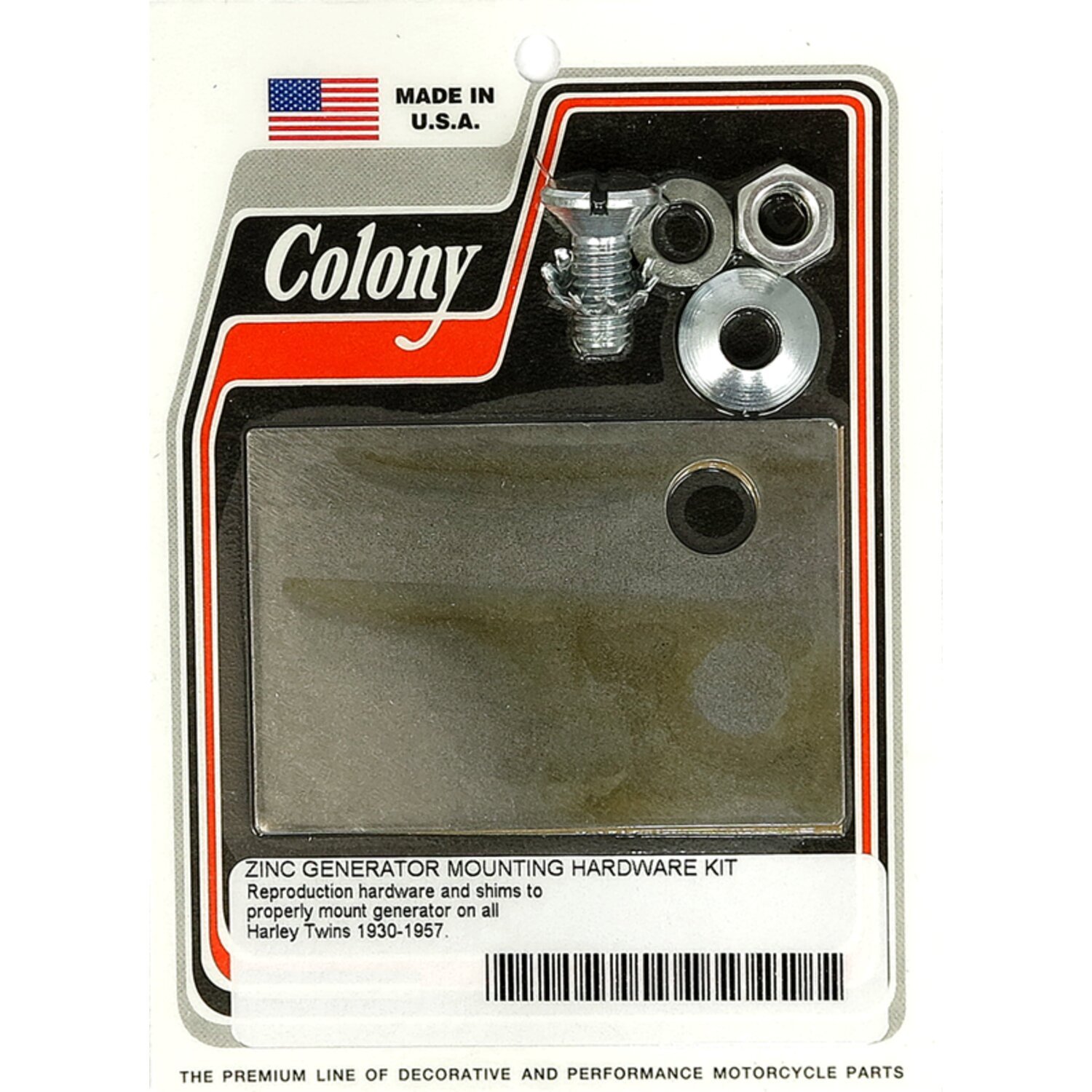 Colony, generator mount kit. Zinc, Raw