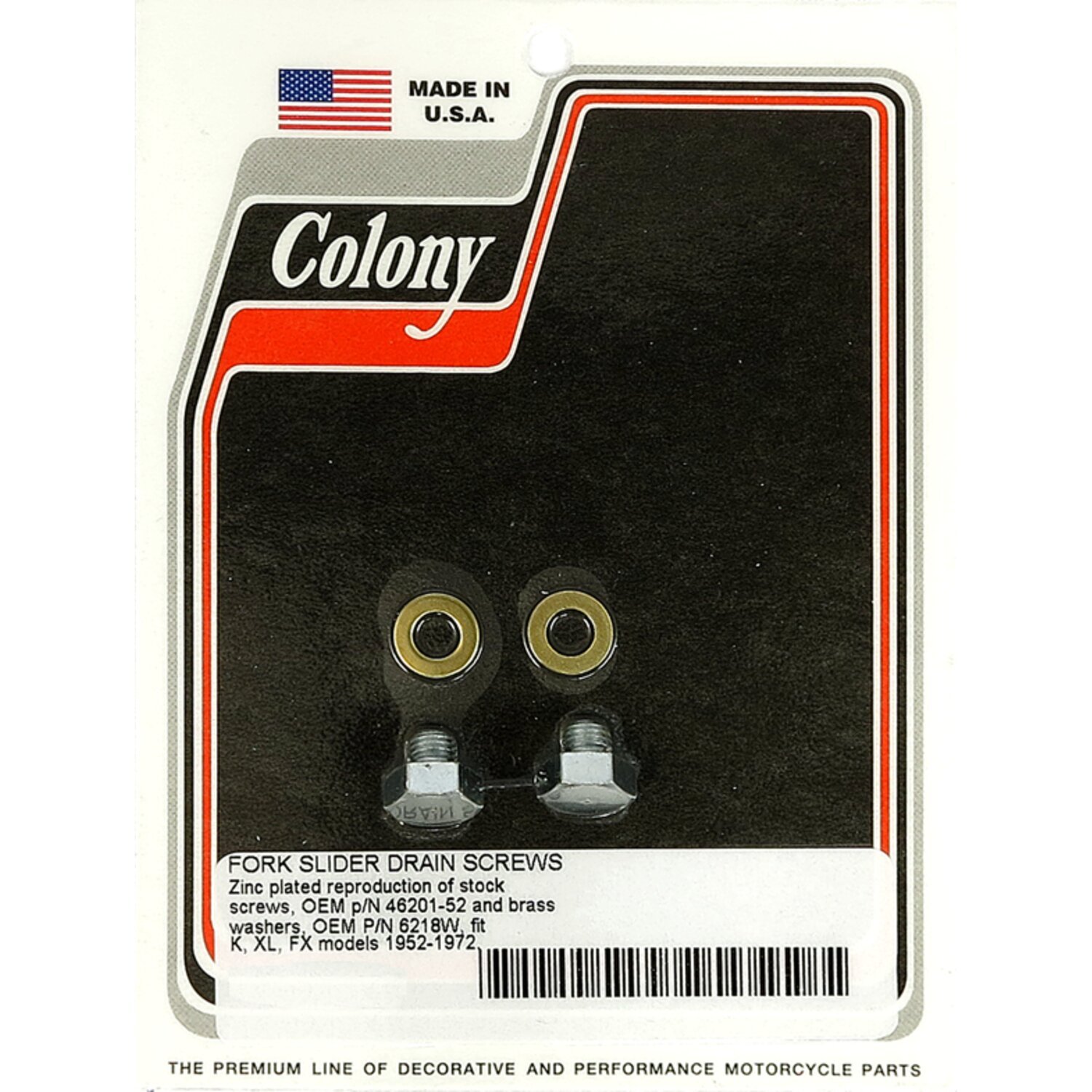 Colony, fork slider drain screws, Zinc