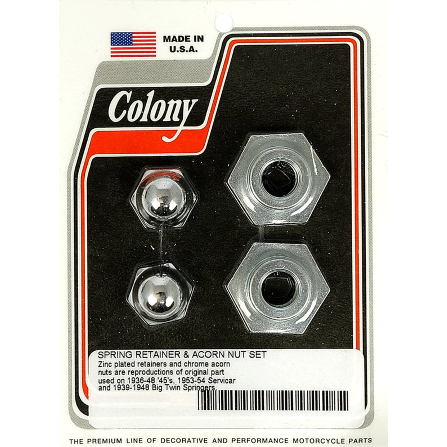 Colony springer retainer & top nut set, Chrome