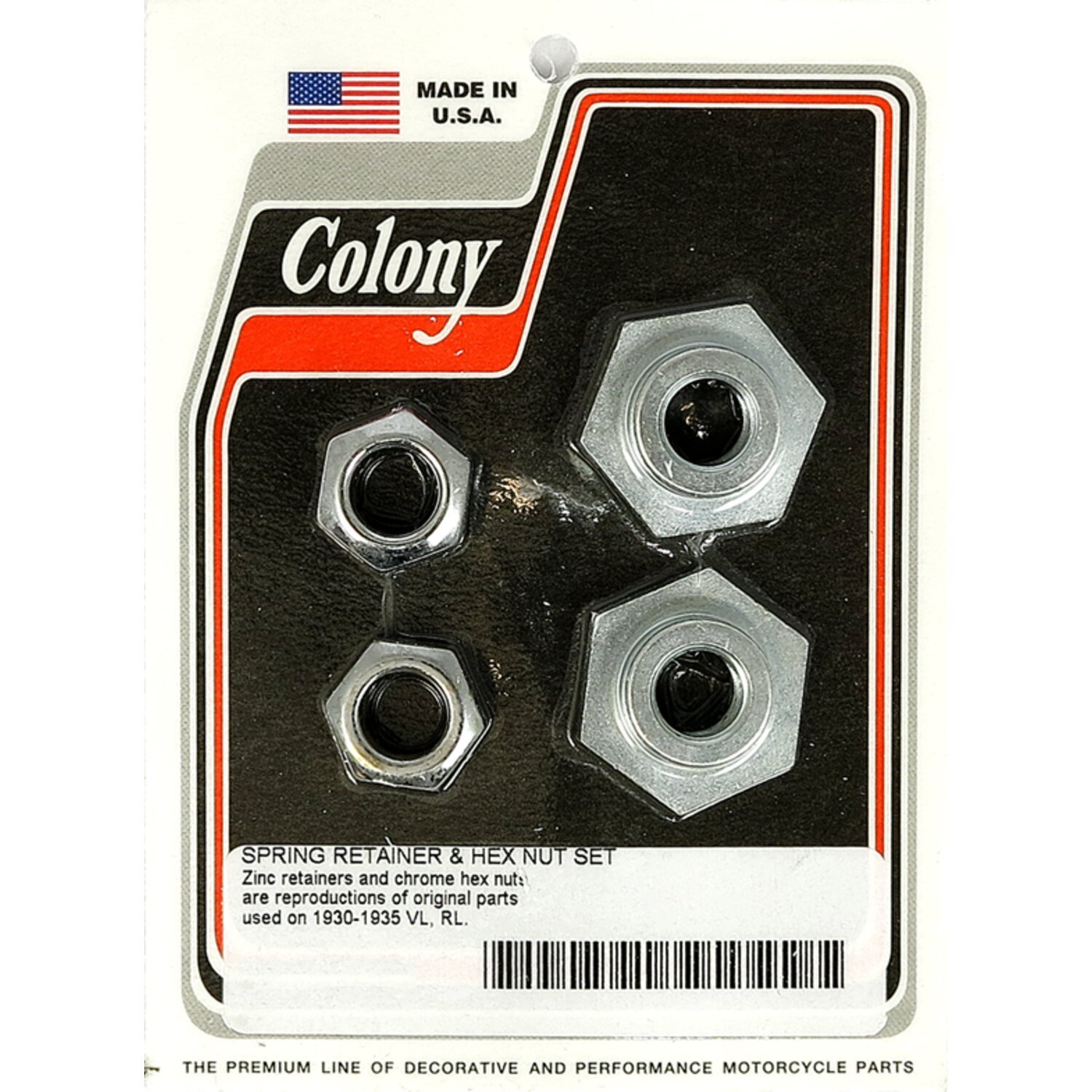 Colony springer retainers & hex nut set, Chrome
