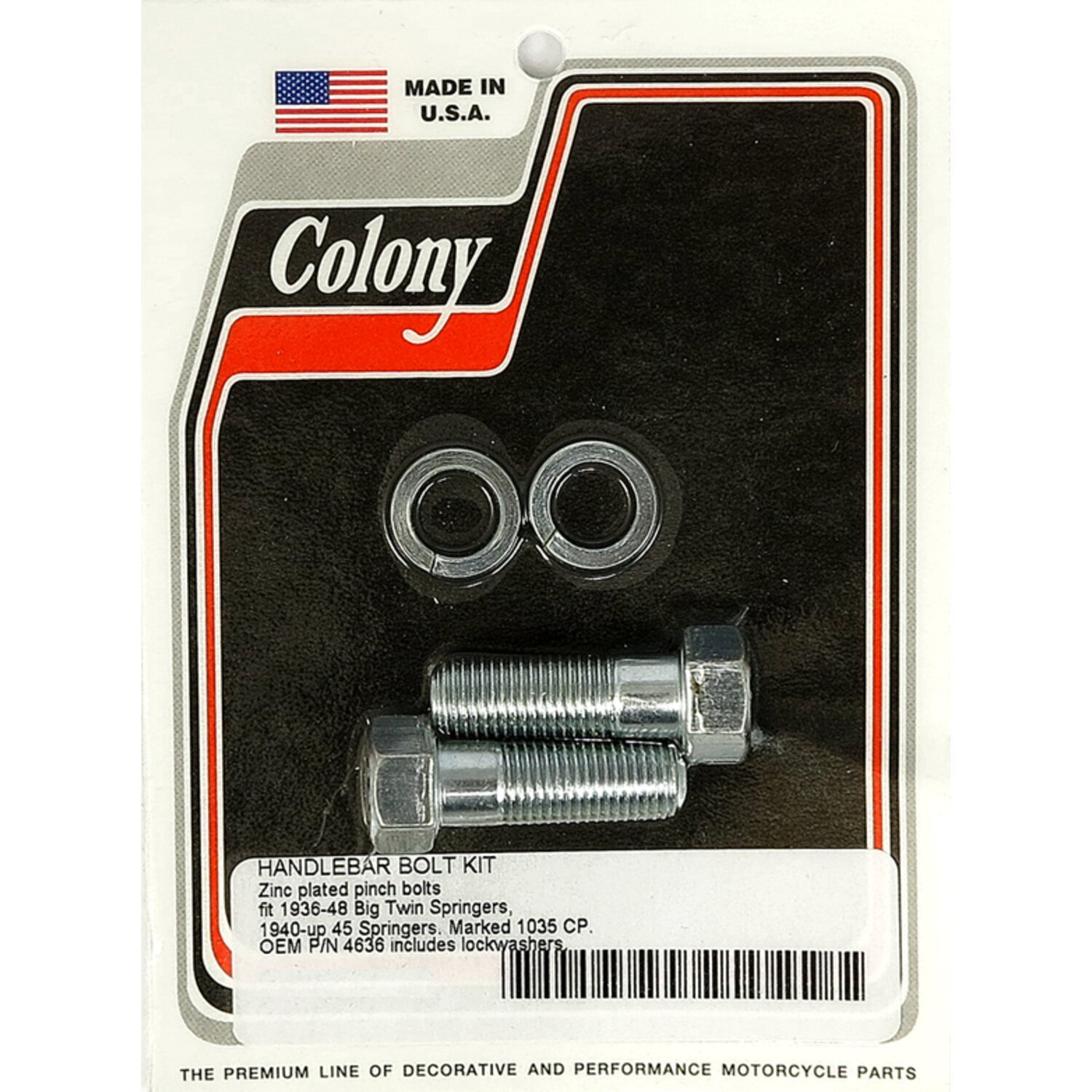 Colony springer handlebar pinch bolts, Zinc