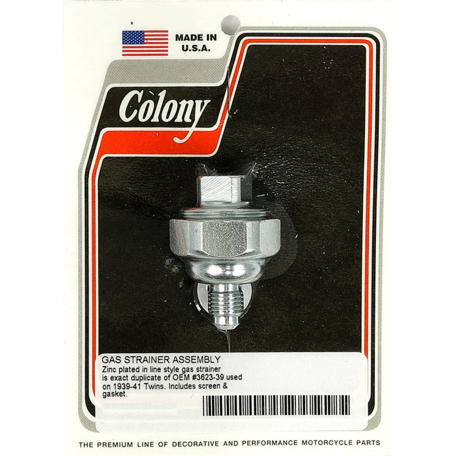 Colony, gas strainer. Zinc
