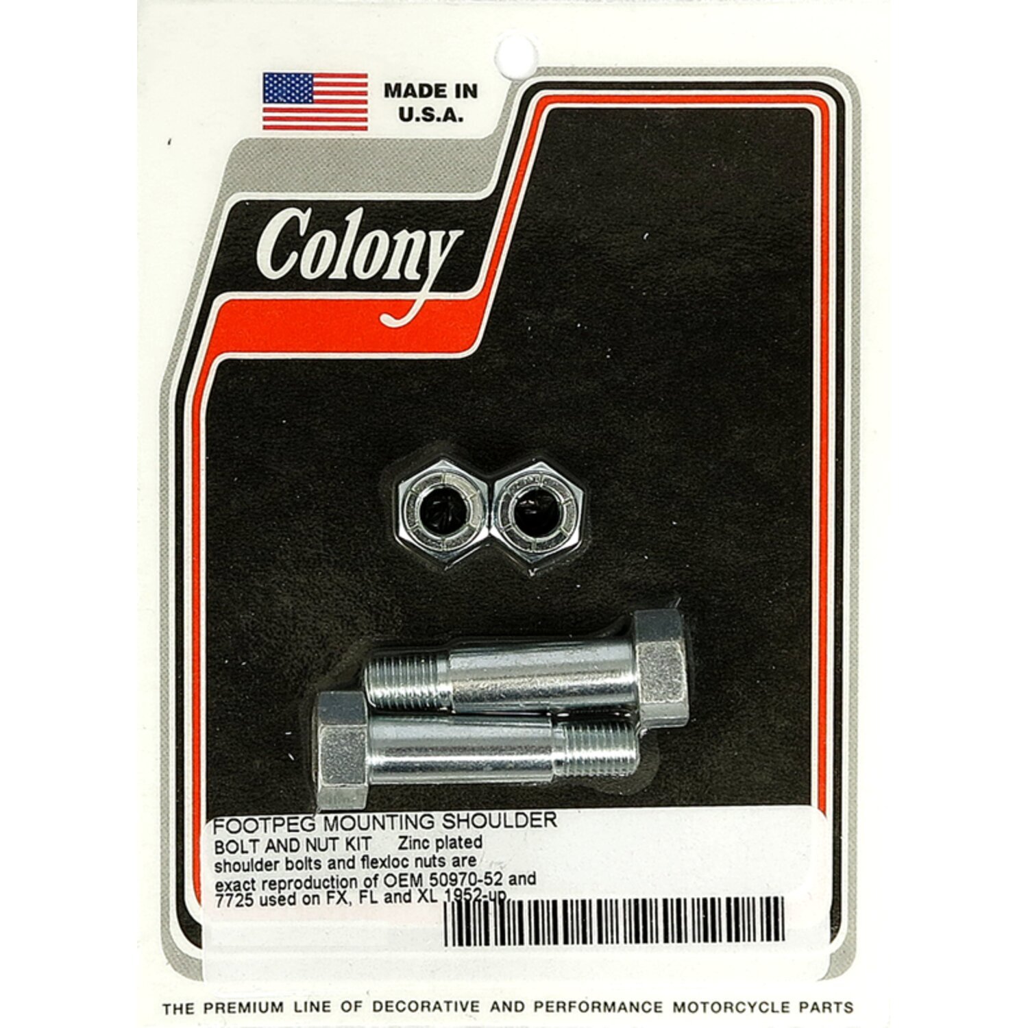 Colony, foot peg mount kit. Zinc