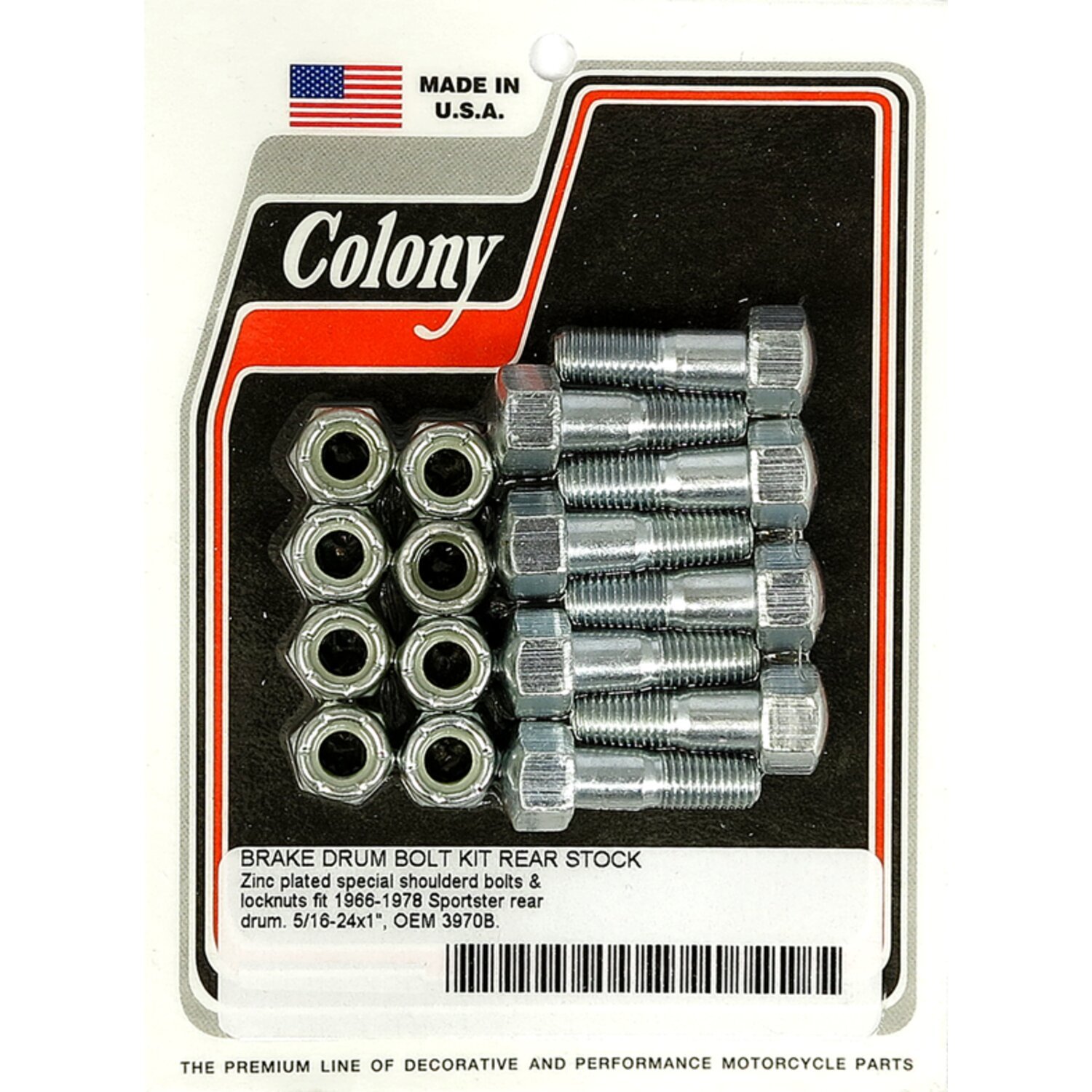 Colony, rear brake drum mount kit. Zinc