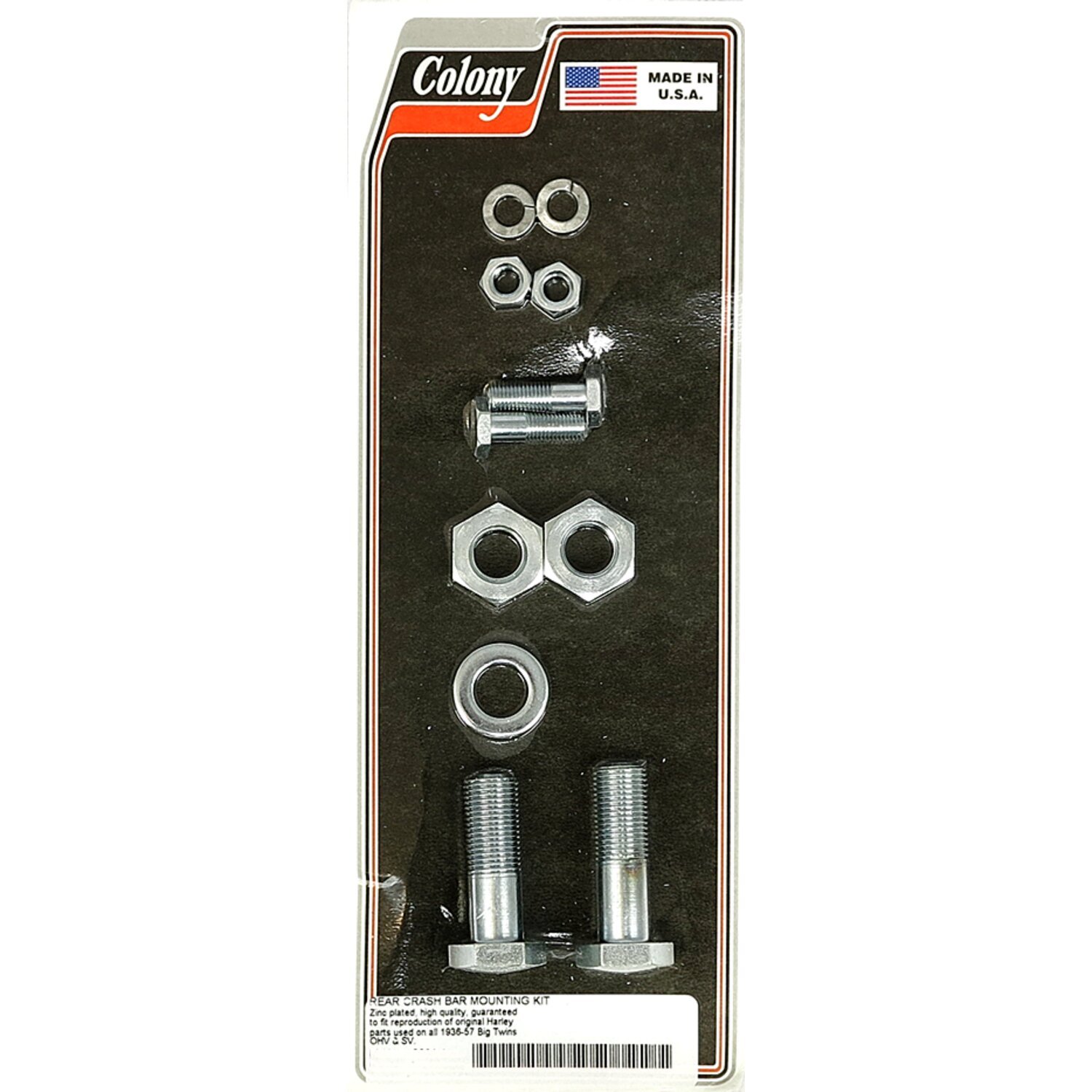 Colony, engine guard mount kit. Zinc plated, Polished