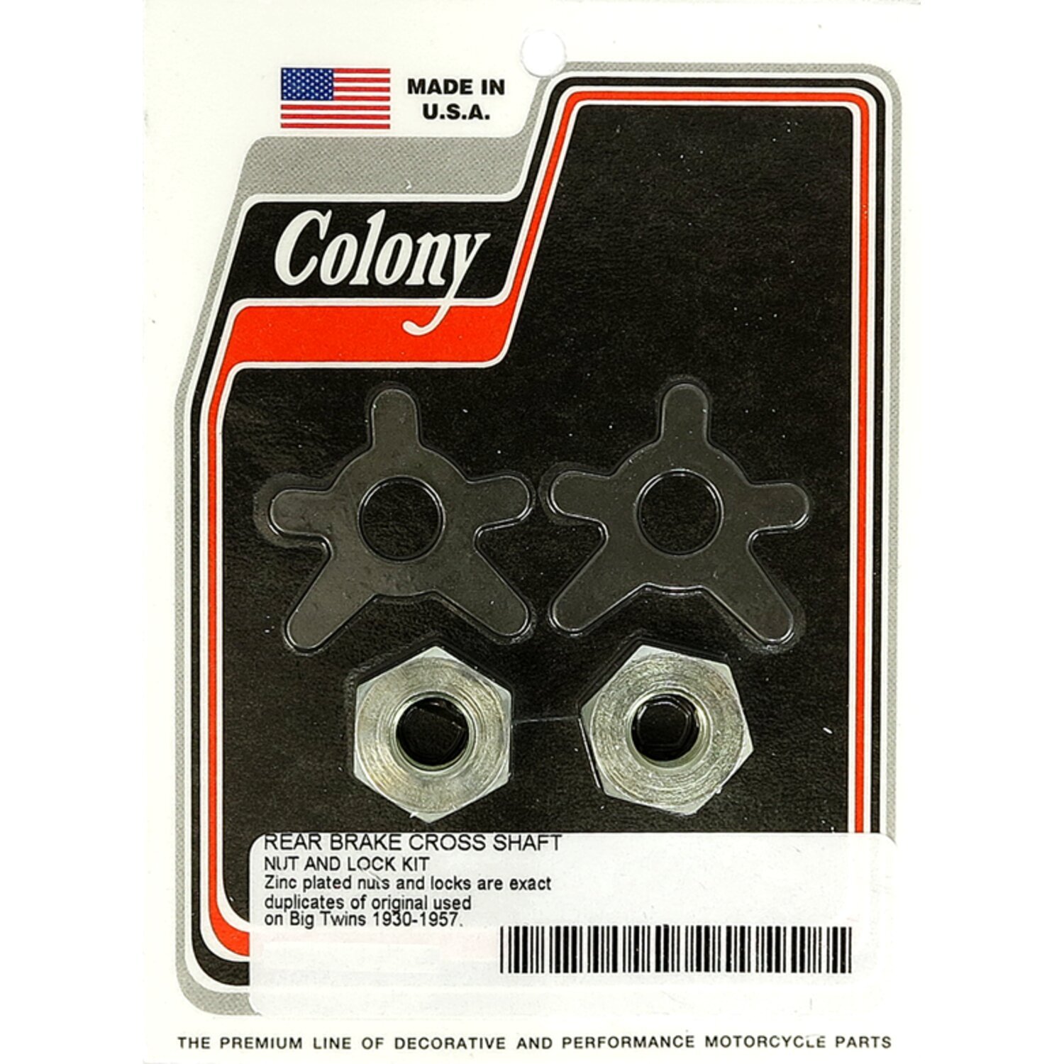 Colony brake shaft lock & nut kit, Silver, Zinc