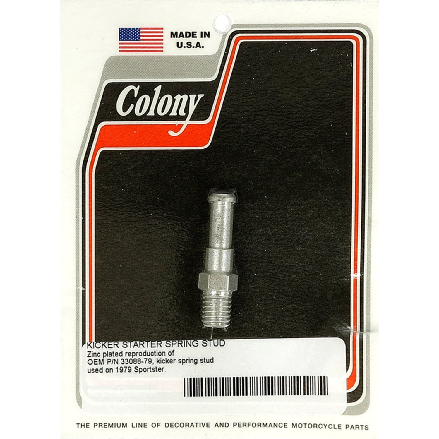 Colony, kickstart return spring stud. Zinc, Silver