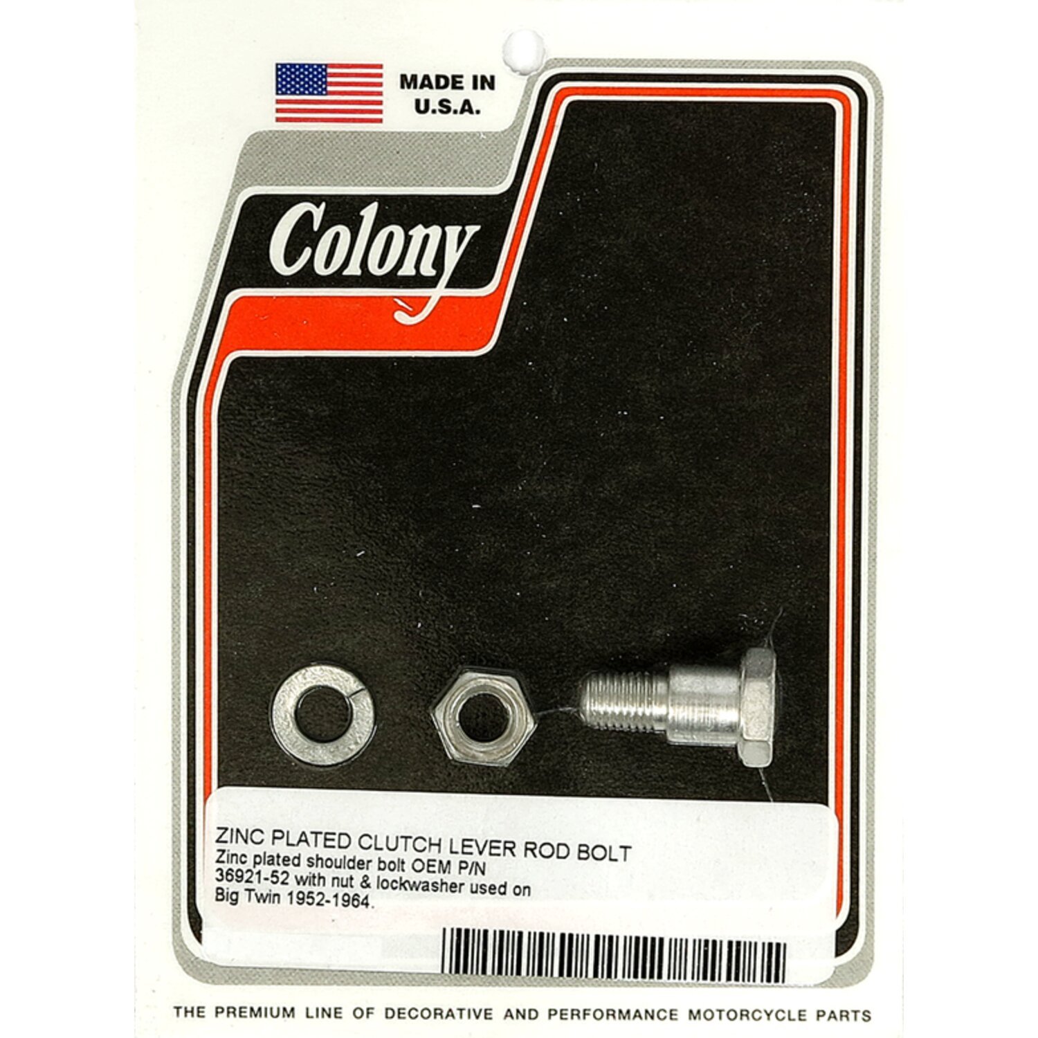 Colony, Mousetrap clutch lever rod bolt kit. Zinc