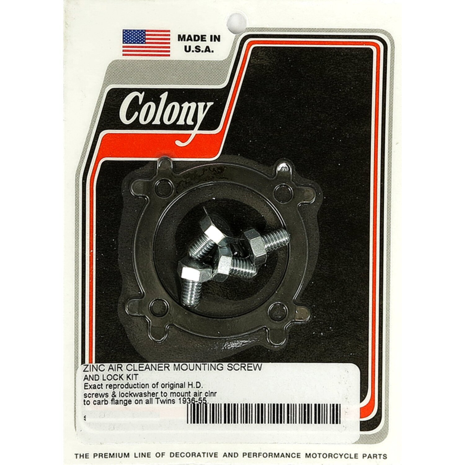 Colony, Linkert air cleaner mount screw & lock kit. Zinc