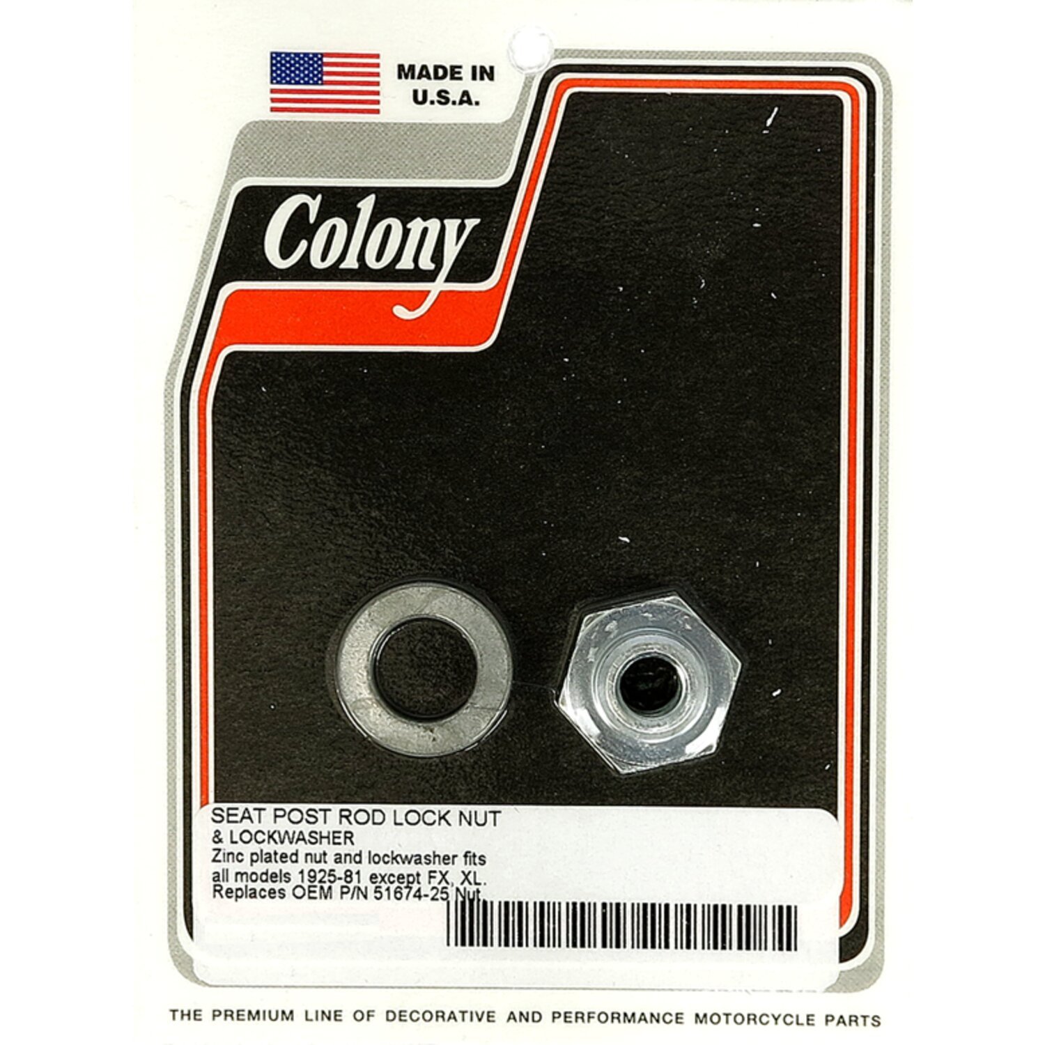 Colony, seat post rod lock nut kit. Zinc, Plain