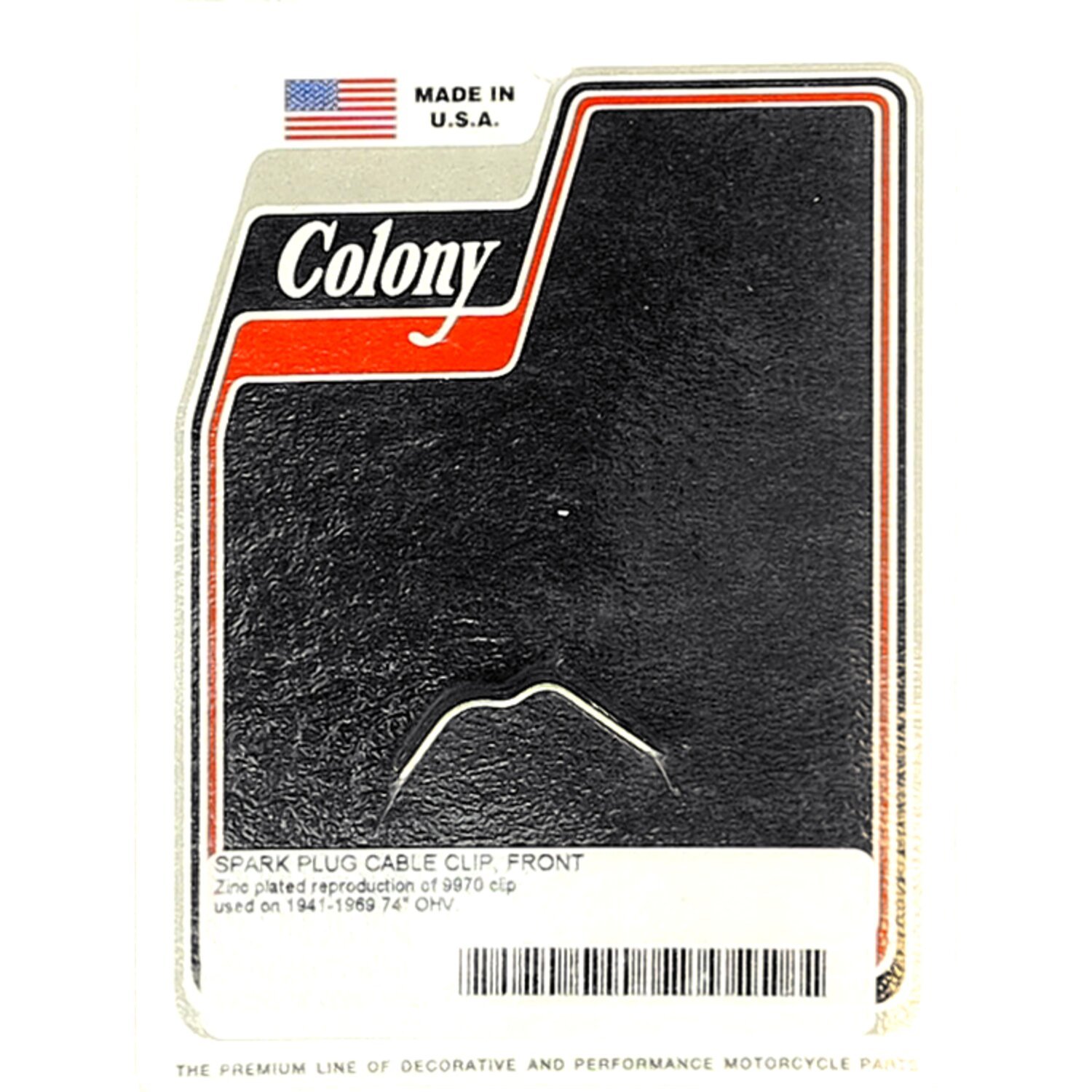 Colony, wire clip. Front spark plug cable, Polished