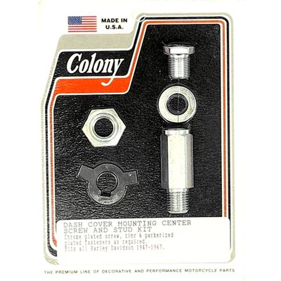 Exact reproduction kit. Zinc plated. Fits applications without dash mounted choke knob, 2 and 3 light dash covers and 47-67 FL as an OEM replacement part.
Replaces 71075-47 center screw, 6466 center screw washer, 71067-47 mounting base stud, 71069-47 lockwasher and 7848 locknut.