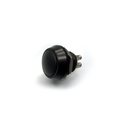 Black finish. 
M12 threaded. Stock replacement push-button switch. Not lighted. Fits Motogadget's standard size mo.switches and 930333 Motogadget push button kit.