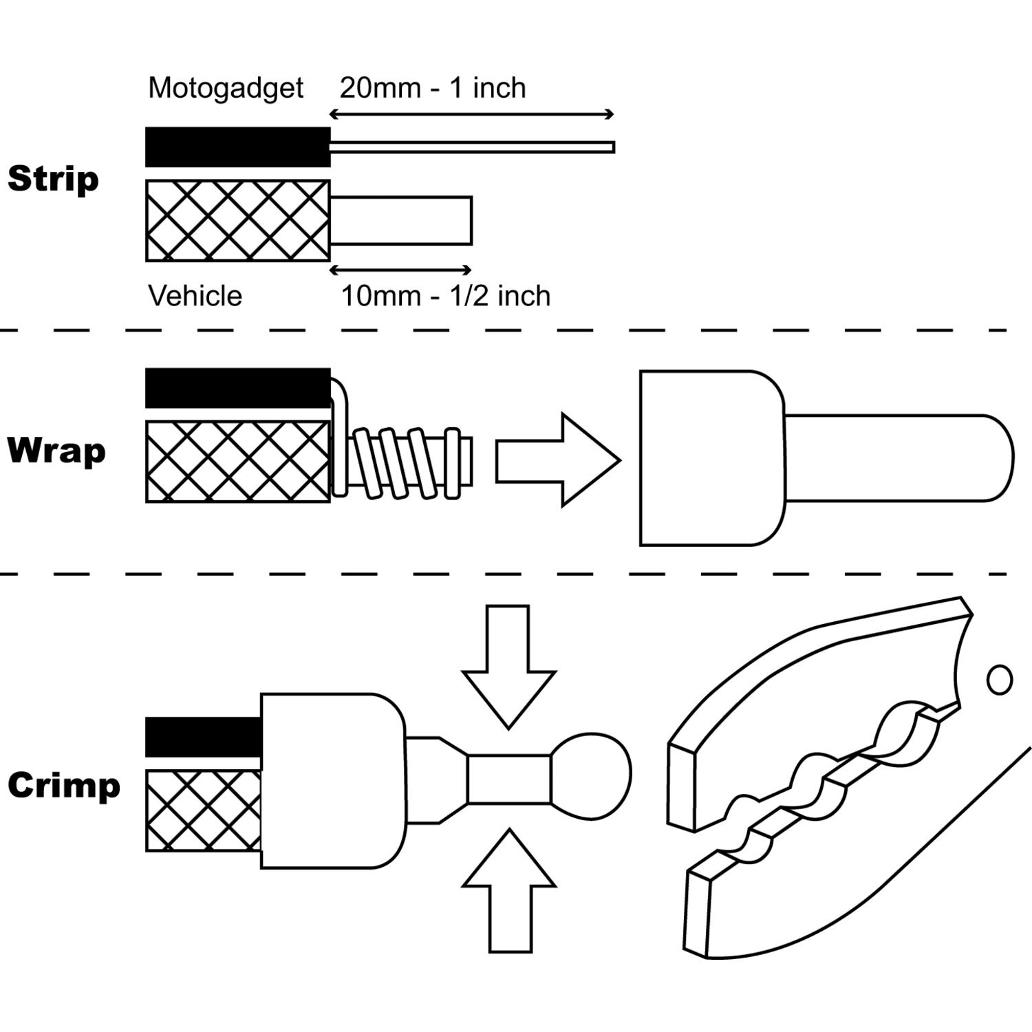 Motogadget, cable-end crimp connector set