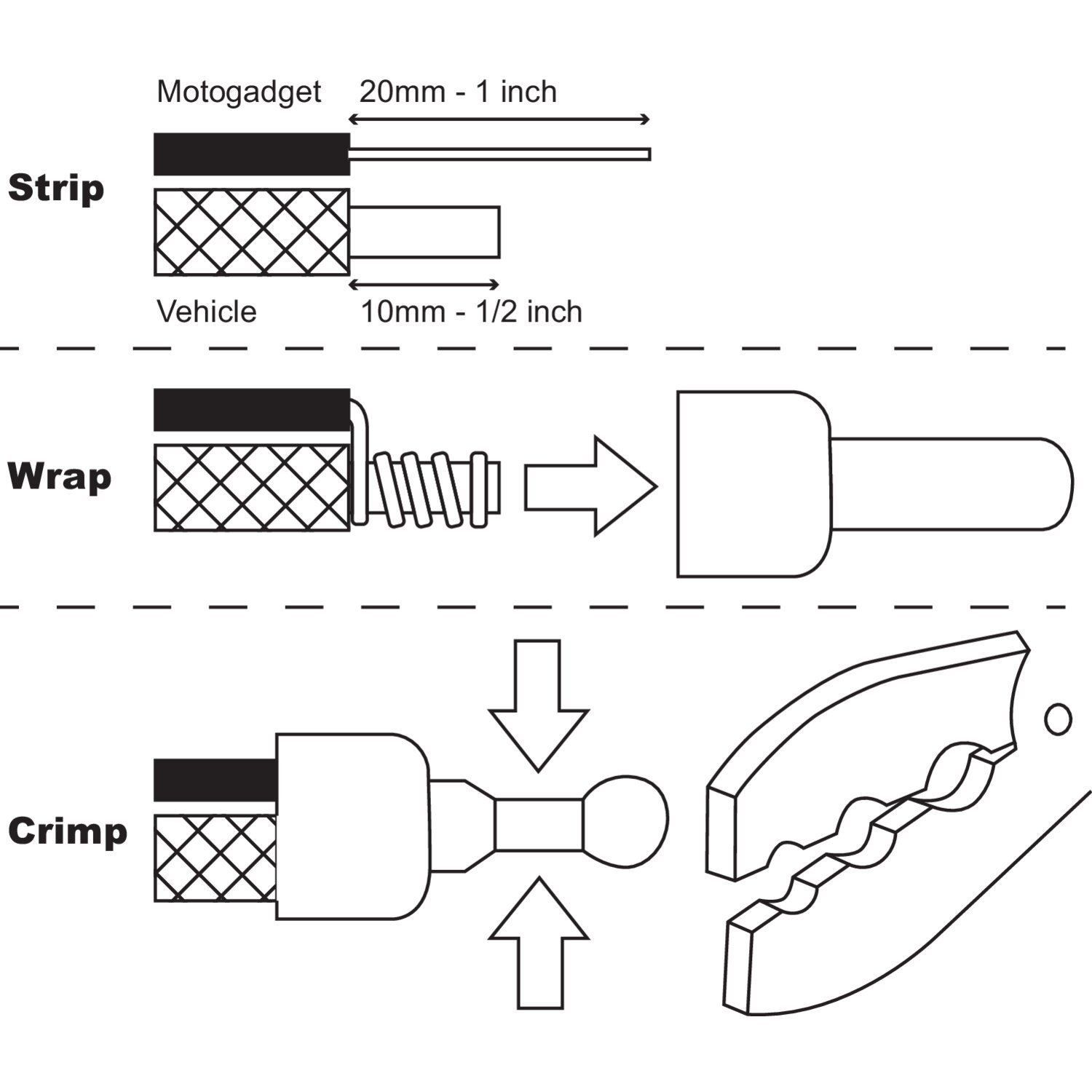 Motogadget, cable-end crimp connector set