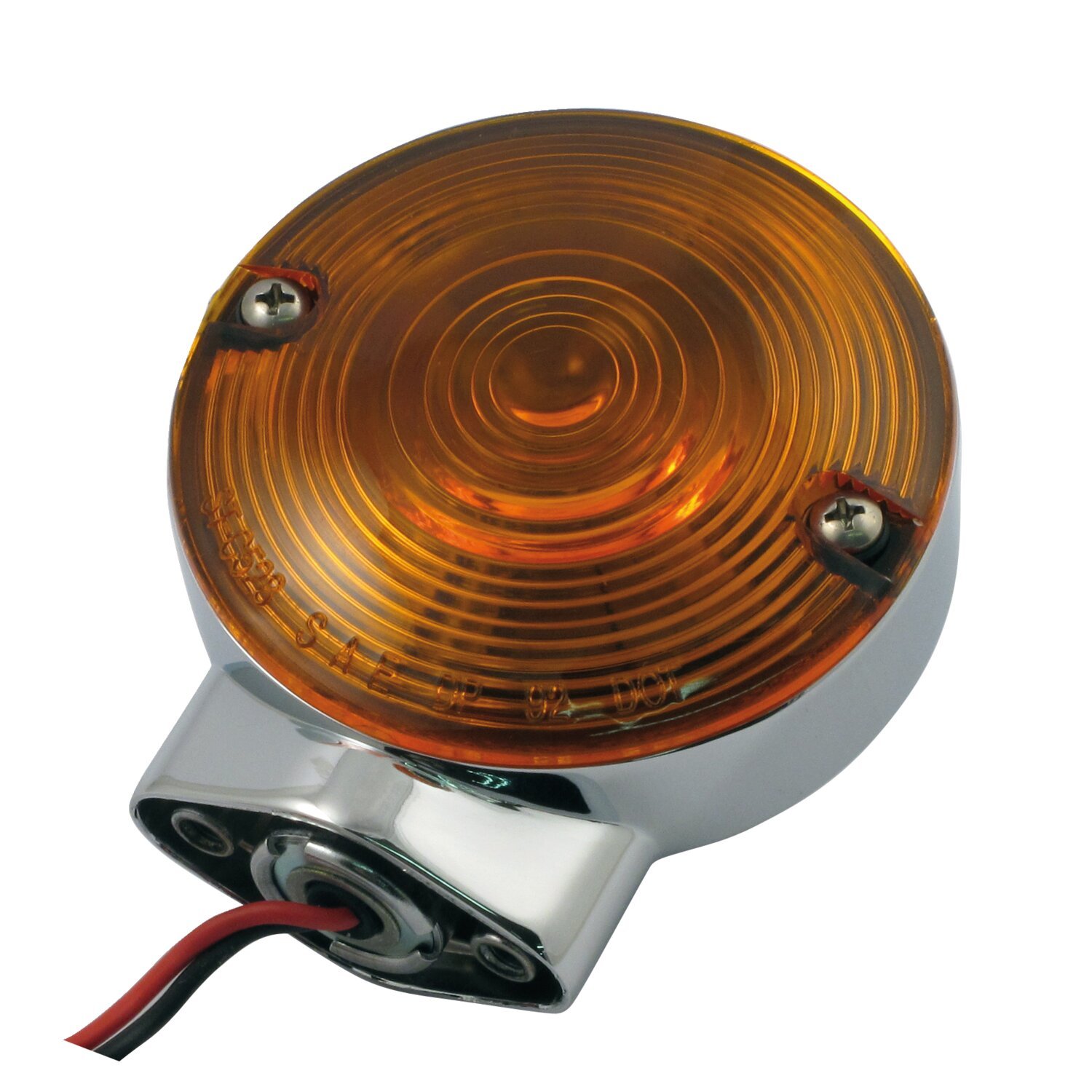 Turn signal assembly. Front. Amber lens, Orange, Chrome