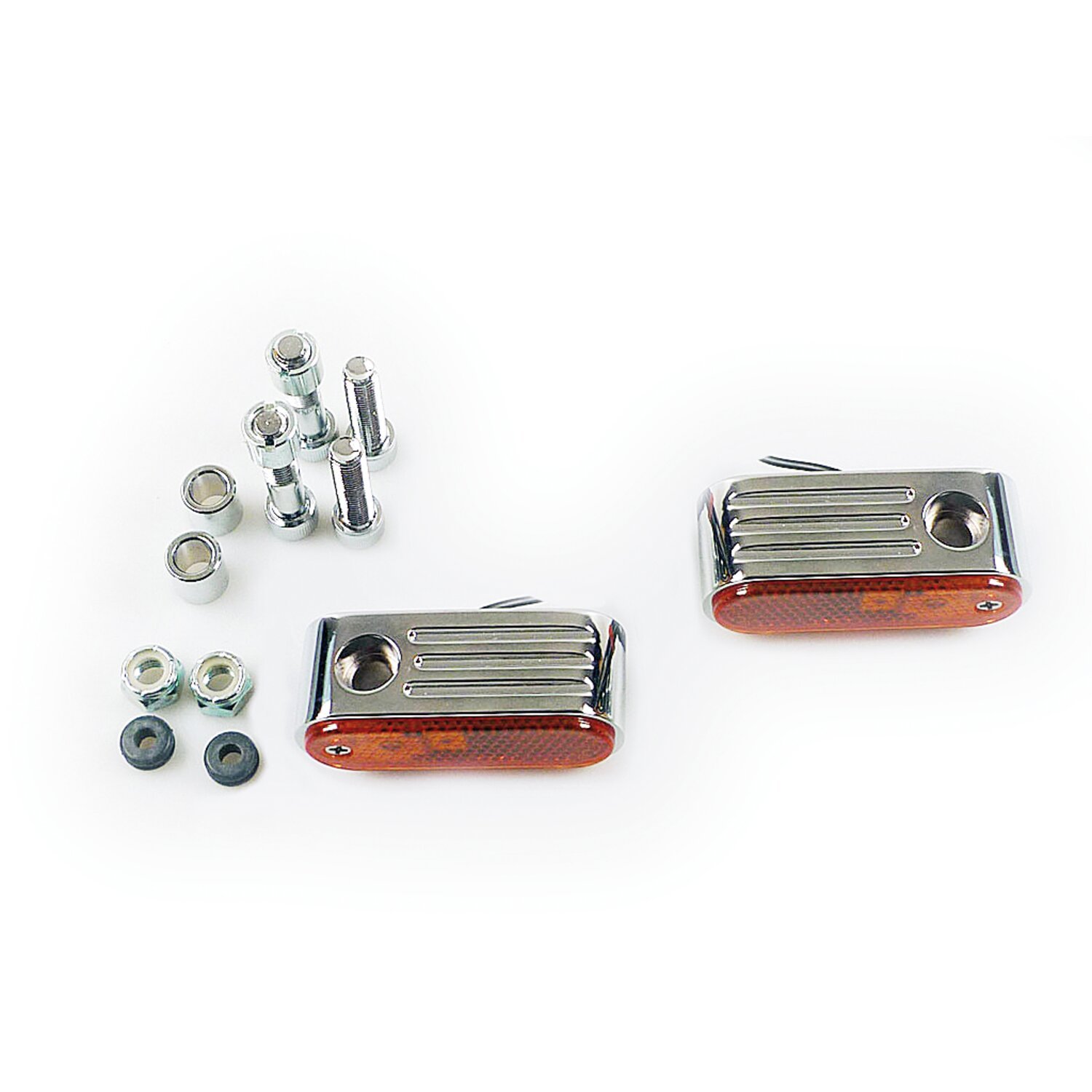 Lango, turn signals. Chrome. Amber lens. SF, Orange