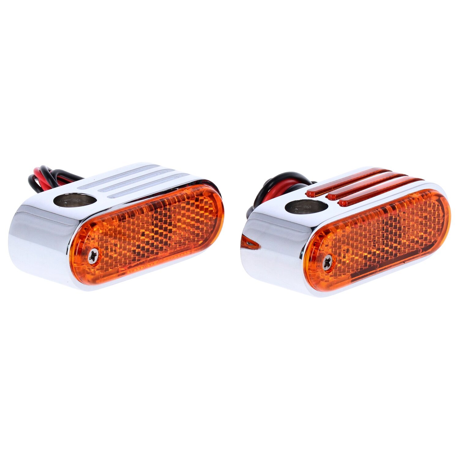 Lango side lighters, turn signals, Yellow, Chrome