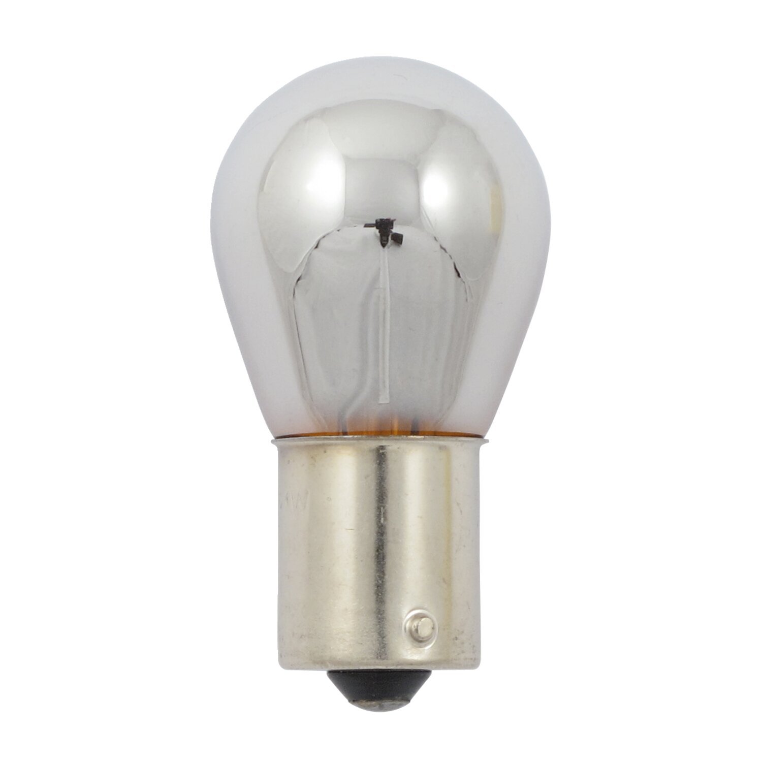 Light bulb #1156. 12v 21w. Amber glass/chrome, Orange