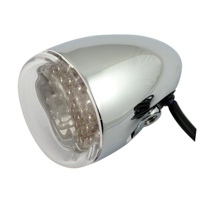 - Directional mount style 
- Clear LEDs that emit red light 
- Clear lens 
- Chrome housing