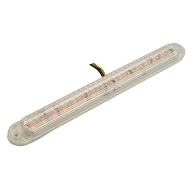 Waterproof with stop, turn and running light functions. Red LEDs with clear lens. Dimensions approx. 15-1/2" x 1-5/8".
