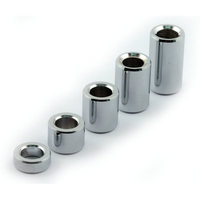 I.D is .415" (10.54mm), O.D. is .685" (17.40mm). 
Includes 5 pieces of chrome plated turn signal spacers. 
Includes following lengths: 
 -1x 1/4" (6.4mm) long
- 1x 1/2" (12.7mm) long
- 1x 3/4" (19mm) long
- 1x 1" (25.4mm) long
- 1x 1-1/4" (31.8mm) long