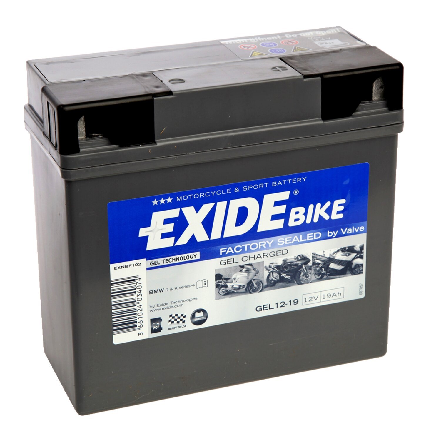 Exide, Factory sealed BMW battery. Gel charged 12V/19Ah