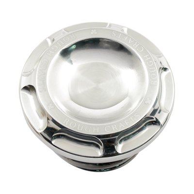 Vented CNC machined billet aluminum gas cap for use with single gas cap tanks.