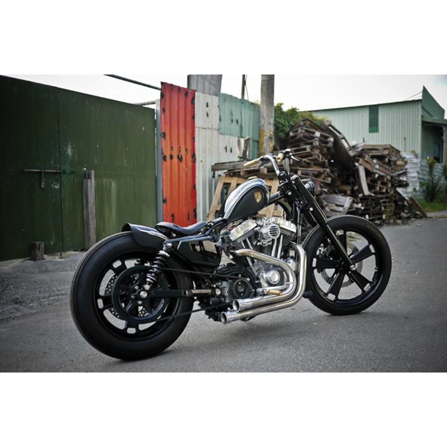 Rough Crafts, 'Bobbed' rear fiberglass fender kit, Black