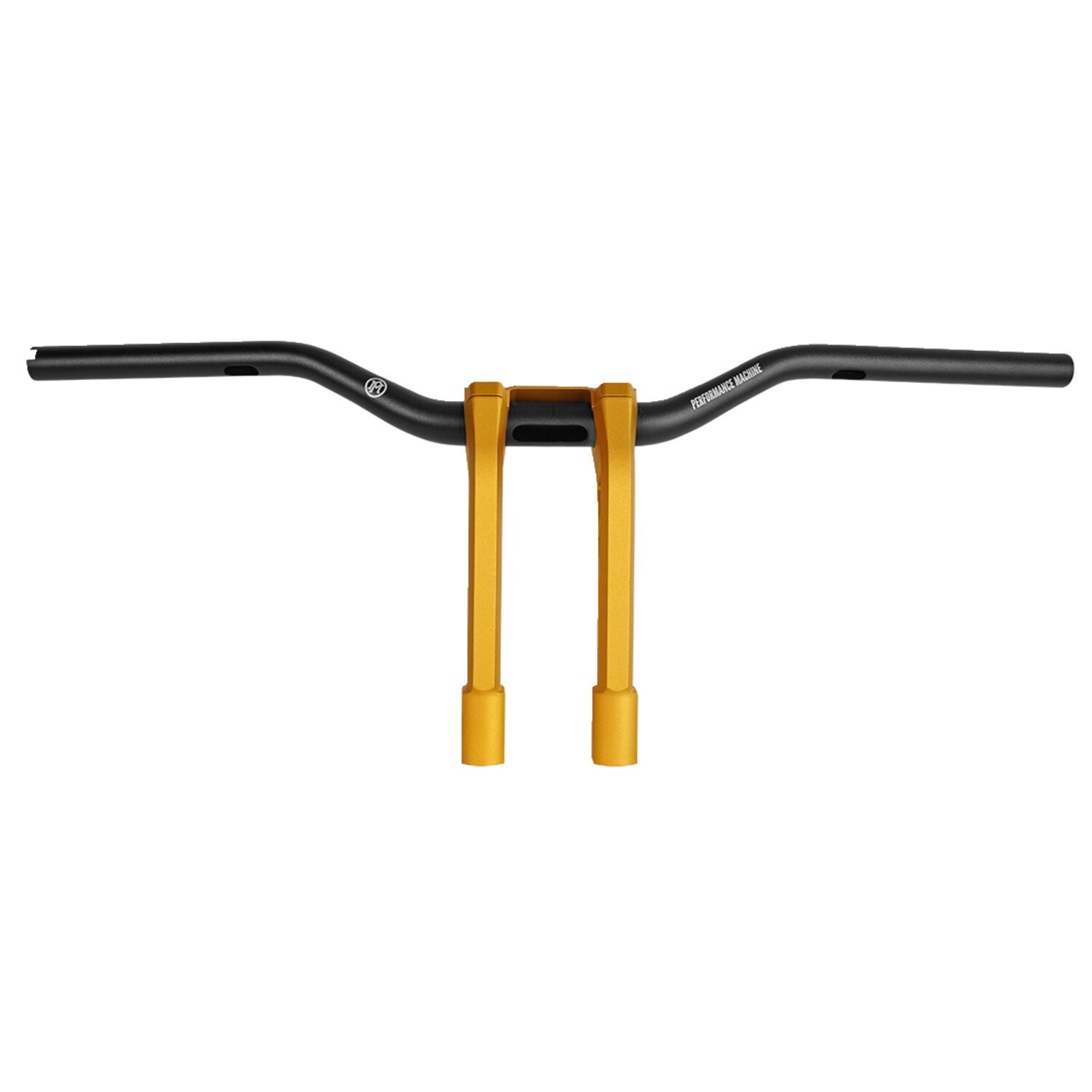 PM, 1-1/4" Phatbar & 9" riser kit. Gold Ops, Black, Anodized