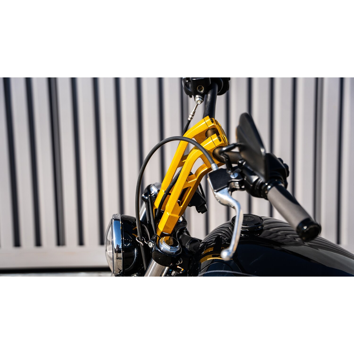 PM, 1-1/4" Phatbar & 12" riser kit. Gold Ops, Anodized