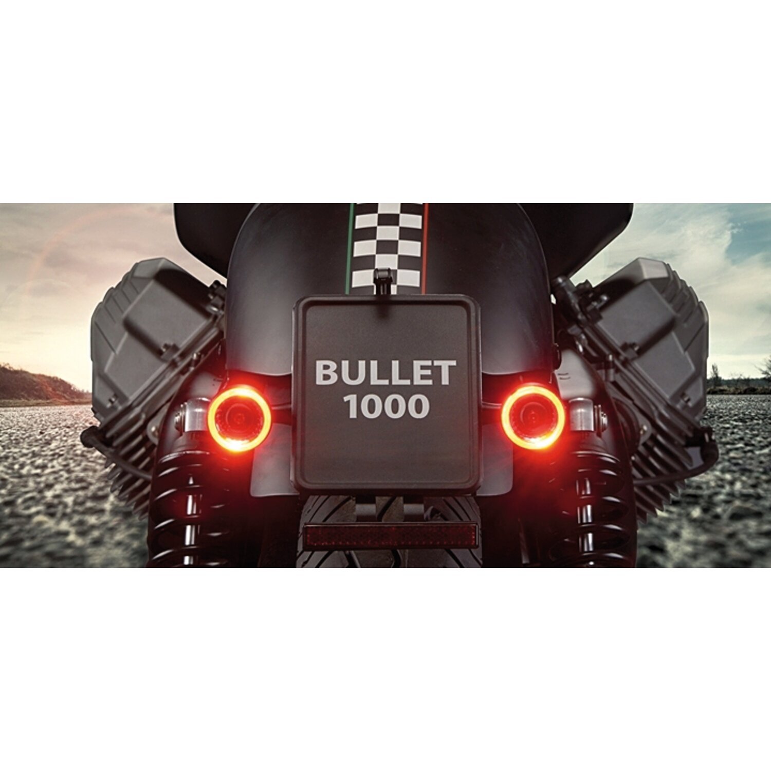 Kellermann, Bullet 1000 DF 3-1 turn signal/taillight combo, Red, Chrome