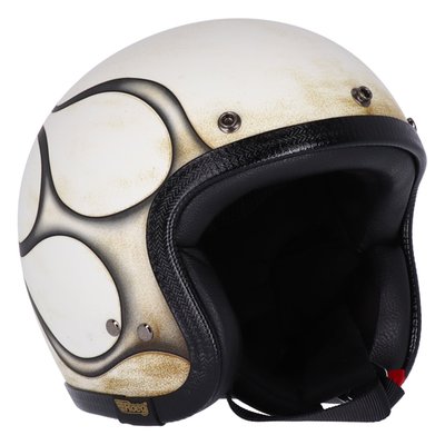 The best way to stay safe on a motorcycle is to not ride a motorcycle, but let’s skip that option and go for an ECE 22.06 approved helmet that looks amazing. These 13 ½ Skull bucket helmets are old-school cool, with vintage colors and graphics that match your chopper style. The Buckets are made of fiberglass in four different shells and are available in sizes ranging from Extra Small to Double XL. Complete with padded chin strap and classic double d-ring closure, plus integrated snaps for shields and peaks like the Scum. As some of the smallest helmets on the market, you are assured to not look like Tweety on your bike.
Don't miss this chance to get your own 13andahalf Skull Bucket and "Get to The Chopper"!
