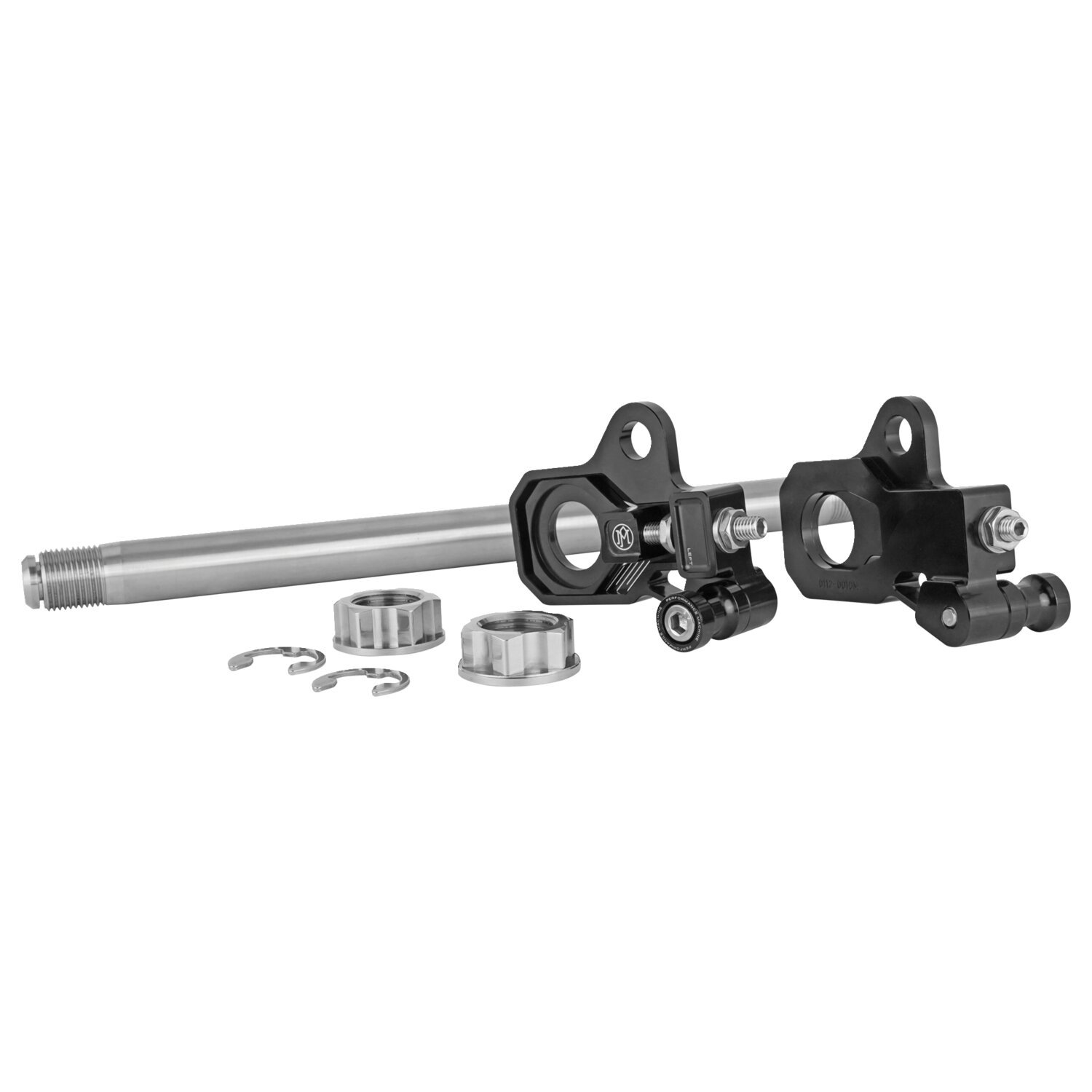 Performance Machine, Axle adjuster kit. Black anodized, Polished