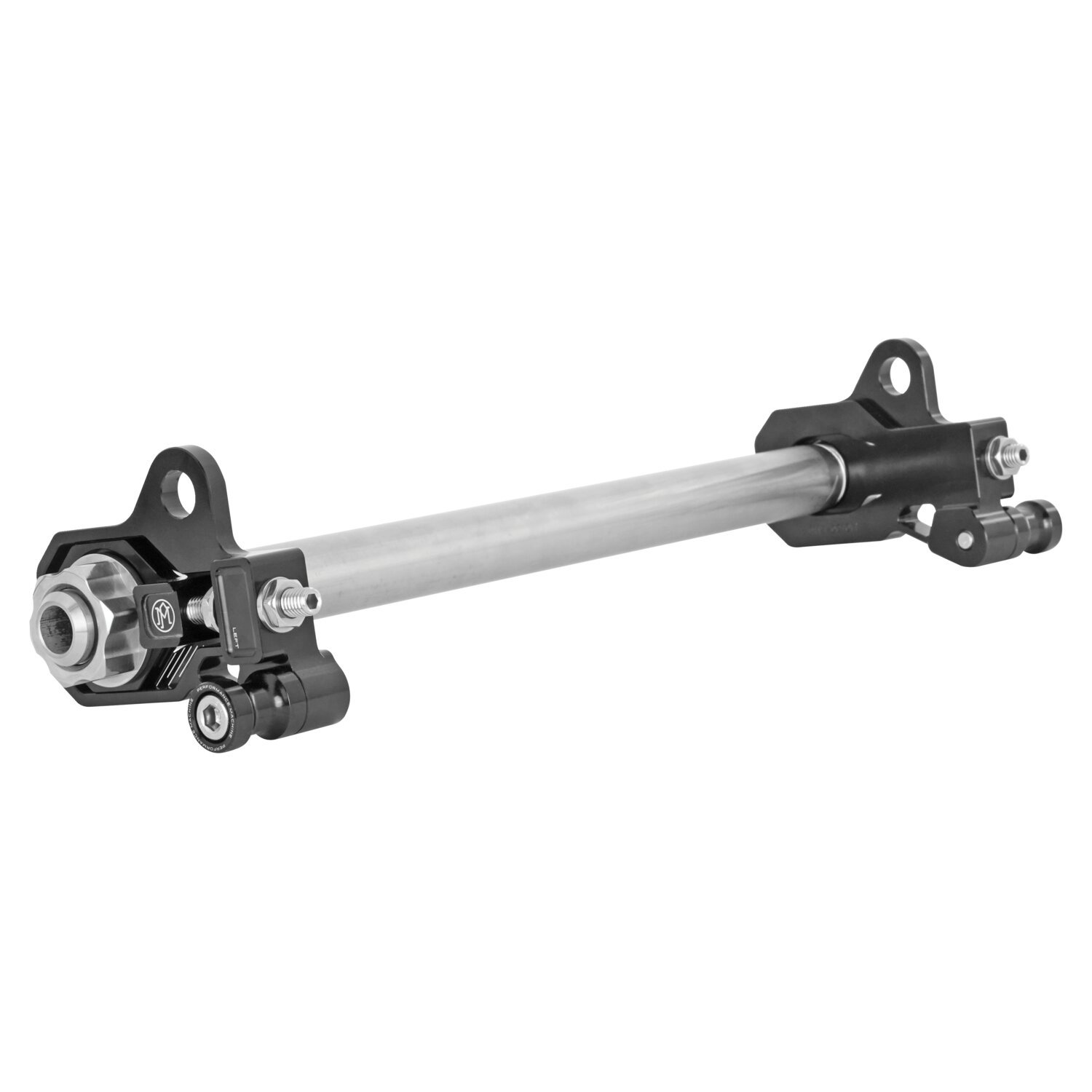 Performance Machine, Axle adjuster kit. Black anodized, Polished
