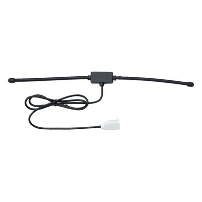 Universal black antenna for AM/FM (excl. CB). This flexible antenna can be tucked away virtually anywhere, in any vehicle. Dimensions 11" long with 2" of cable.