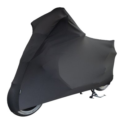 Made from Polyester with 5% lycra for a stretch-like fit, like a sock.
Stretch-fit cover for indoor protection against dust and dirt.
• For indoor use.
• Premium Stretch-Fit.
• Full elasticated bottom for snug fit.
• Washable (30°C).
• Material: Scuba-Knit (95% polyester, 5% lycra).
• Anti-static (dust-repellent).
• Paint friendly.
• Weight: +/- 1500 grams.
• Breathable and water-repellent.
• Comes in handy storage bag.
Note: Determine the right size of the cover by measuring the length, width and height of your motorcycle. The correct size of the cover has a length that is about 5-10 cm longer than your motorcycle length. For proper ventilation, we recommend to have the cover about 10-20 cm from the ground. In this way air can enter the cover from below and leave the cover through the air vents on top. If the dimensions lie between two sizes, then choose the larger of the two. Because the edge is elasticated, the cover will always fit well.