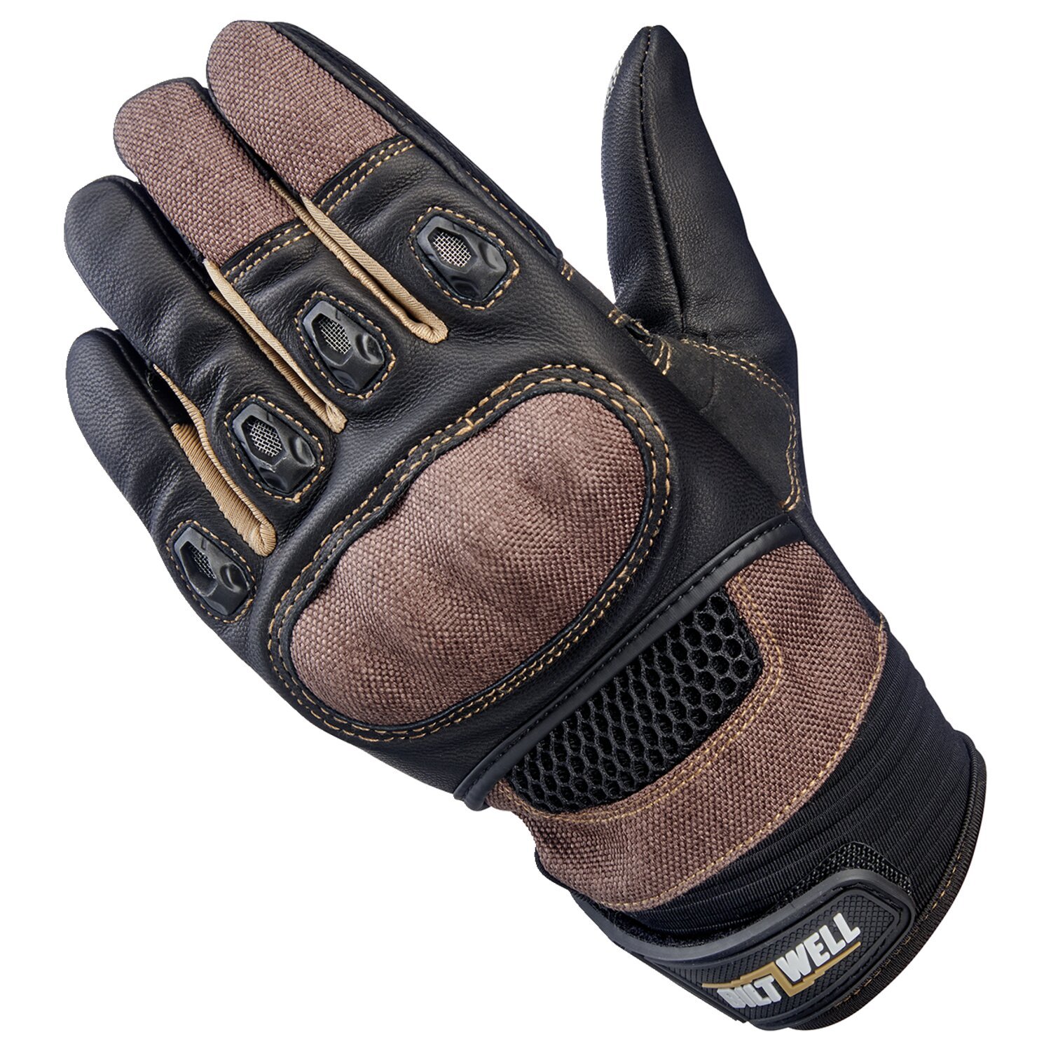 Biltwell Bridgeport gloves, chocolate Black, Black, XS